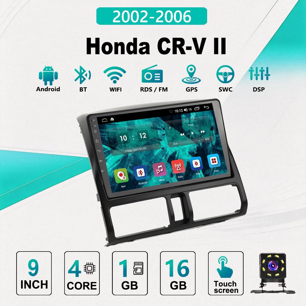 2Din Android Car-Play Car Radio,Honda CR-V II 2002-2006,Multimedia Player Head Unit Stereo GPS Navigation BT WIFI,1+16GB