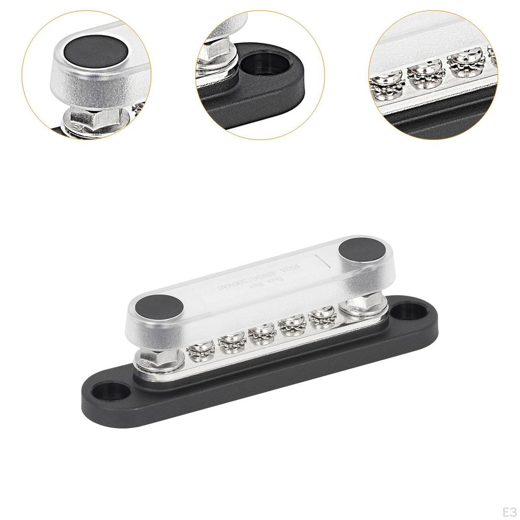 150A Power Distribution x M4 Screw Terminals 48V Copper Busbar Easy to Use Portable for Marine