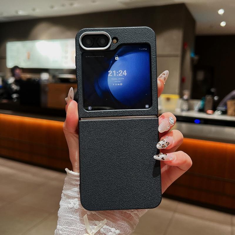 

Кожаный чехол с текстурой TPU для Samsung Z Flip6 Flip5 Flip4 5G, противоударный складной мягкий чехол для телефона Samsung Galaxy Z Flip 6 5 3 For Samsung Galaxy Z Flip6