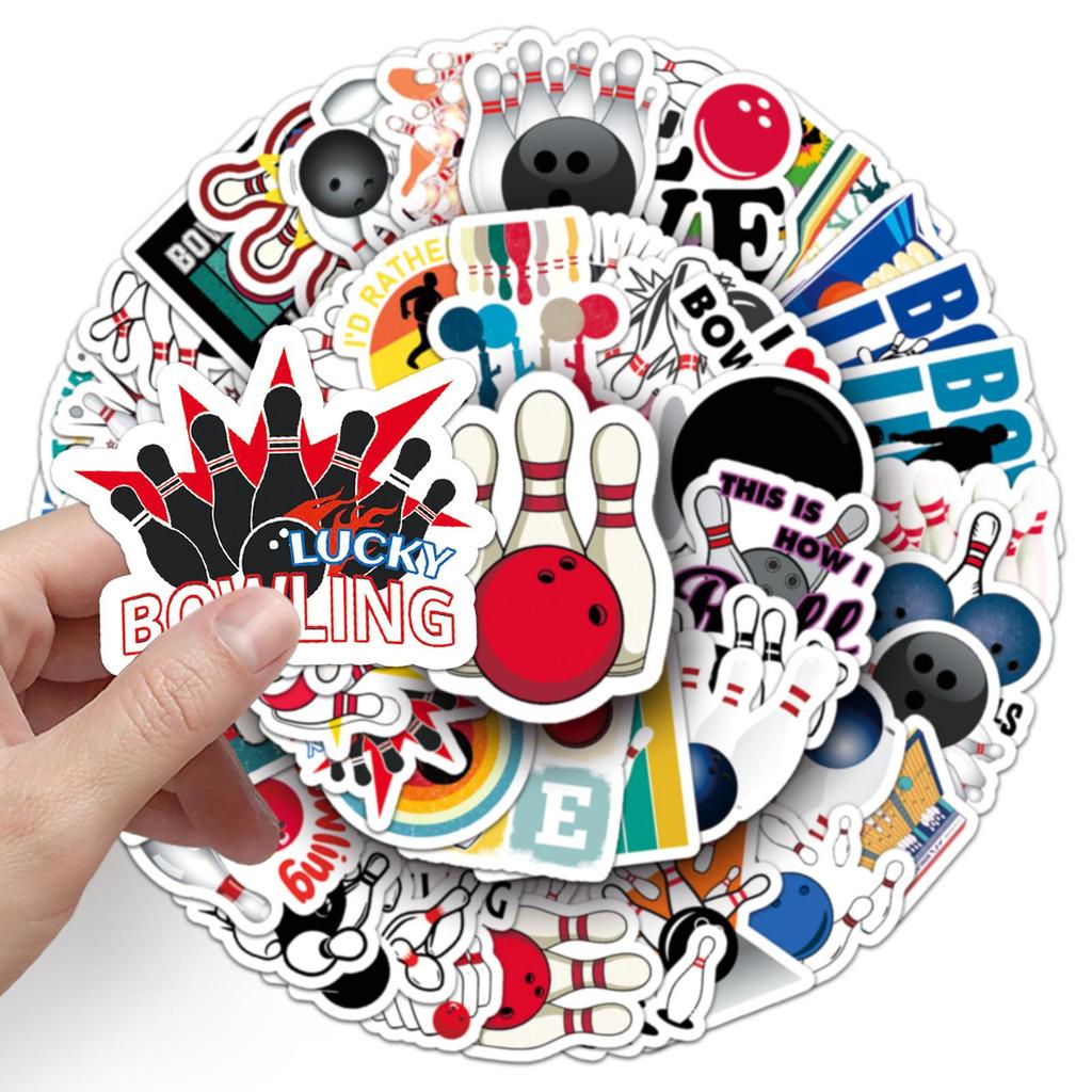 50 Bowling Sticker Pack: Waterproof Graffiti Stickers for Suitcases, Skateboards, Computers, Tablets, and Cartoon Decor