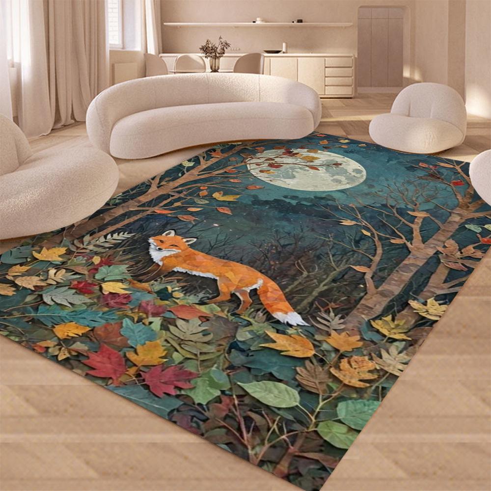 1 szt. Dywan Retro Bohemian Fox Tajemnicza Dekoracja Lisa Dywan Dark Academy Tajemniczy Dywan Domowy Wiedźmy