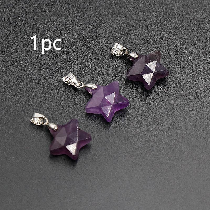 1pc Natural Crystal Star Pendant Necklace Five Pointed Charm Amethyst Stone Necklace Jewelry