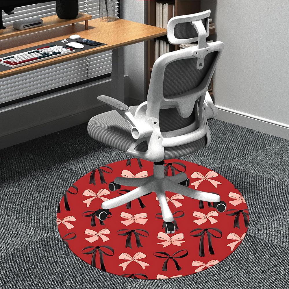 

1pc Bow Pattern Carpet for Office Non-Slip, Round Carpet, Soft & Comfortable, Carpet for Office, Round Floor Mat yy251225131 80cm by 80cm