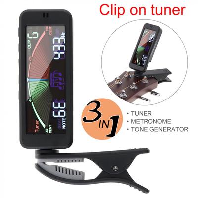 3 IN 1 Gitarrentuner Großer LCD-Bildschirm mit Clip für Chromatische Gitarre Bass Ukulele Violine