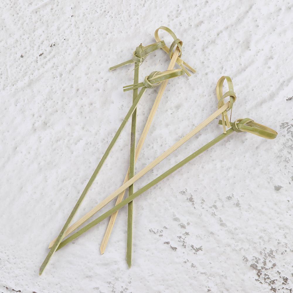 100pcs Barbeque Bar Tool Party Decoration Fruit Forks Stick Cocktail Picks Bamboo Knot Skewers
