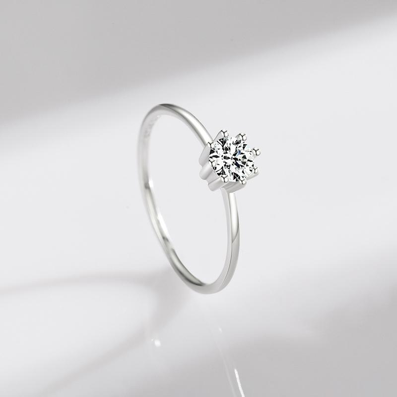Modian 925 Sterling Silver Shining Exquisite Classic Clear 4mm CZ Finger Ring For Women Promise Ring Fine Jewelry Wedding Gift