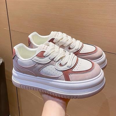Ins Korean Version of Little White Shoes Women's 2025 Autumn New Student Board Shoes Versatile Color Matching Muffin Shoes Sports and Leisure Shoes