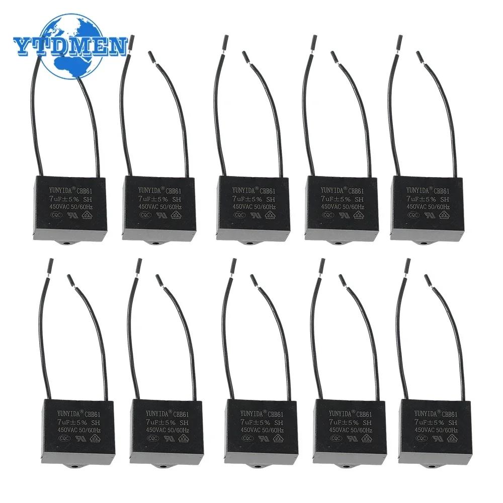 3pcs CBB61 450V Fan Capacitor 0.8/1/1.2/1.5/1.8/2/2.5/3/3.5/4/4.5/5/6/7/8/10 UF Ceiling Fan Motor Run Rectangle Capacitors Kit