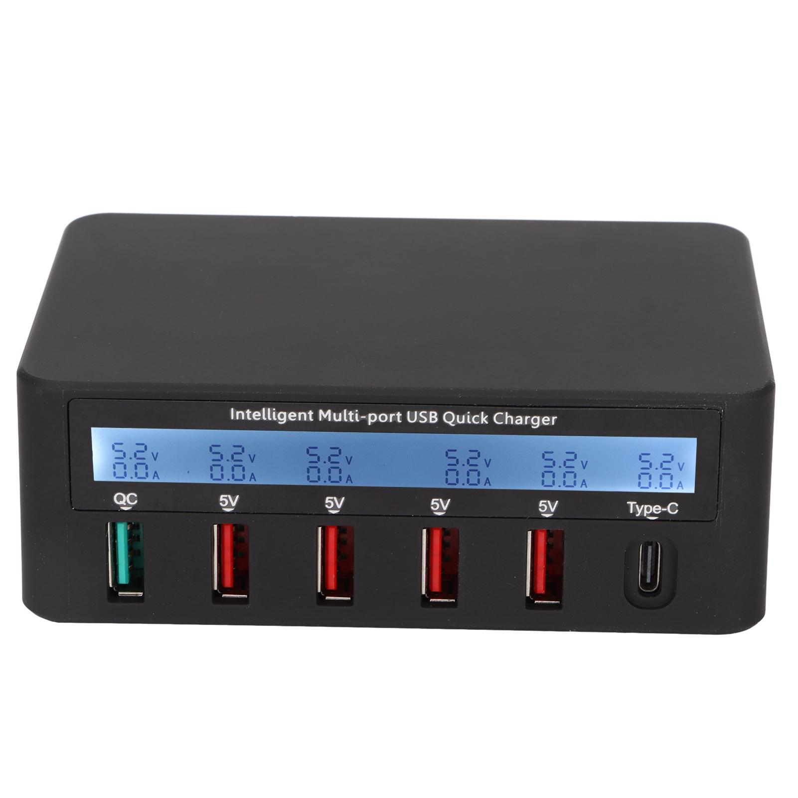 

Зарядная станция для телефона USB-зарядное устройство 40 Вт 6 портов QC 3.0 зарядный концентратор с ЖК-дисплеем для телефона AU PLUG чёрный