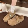 Fashionable and Versatile Soft Leather Beads Decorated Women's Thick Bottom Heightening Soft Elastic Non-slip Shock-absorbing Non-fatigue Sports Shoes