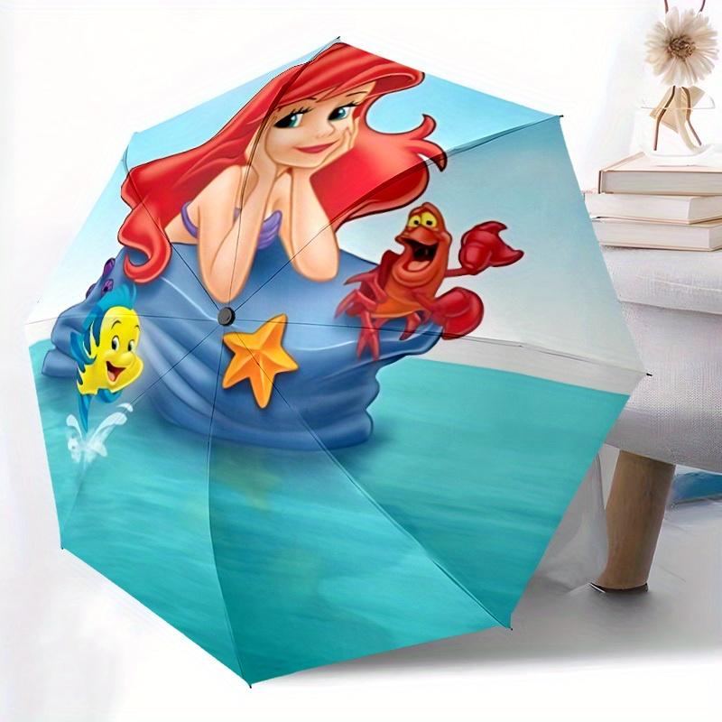 1pc Mermaid Ariel Automatic Folding Umbrella: Compact 8-rib Design Outdoor, Casual Accessory, Durable Canopy 8