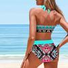 Women's Halter Complex Pattern Print Bikini Tankini Swimsuit