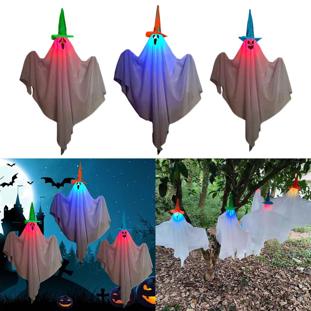 Halloween Glow Ghost hangende decoraties set van 3 griezelige geesten voor buiten- en binnenfeesten