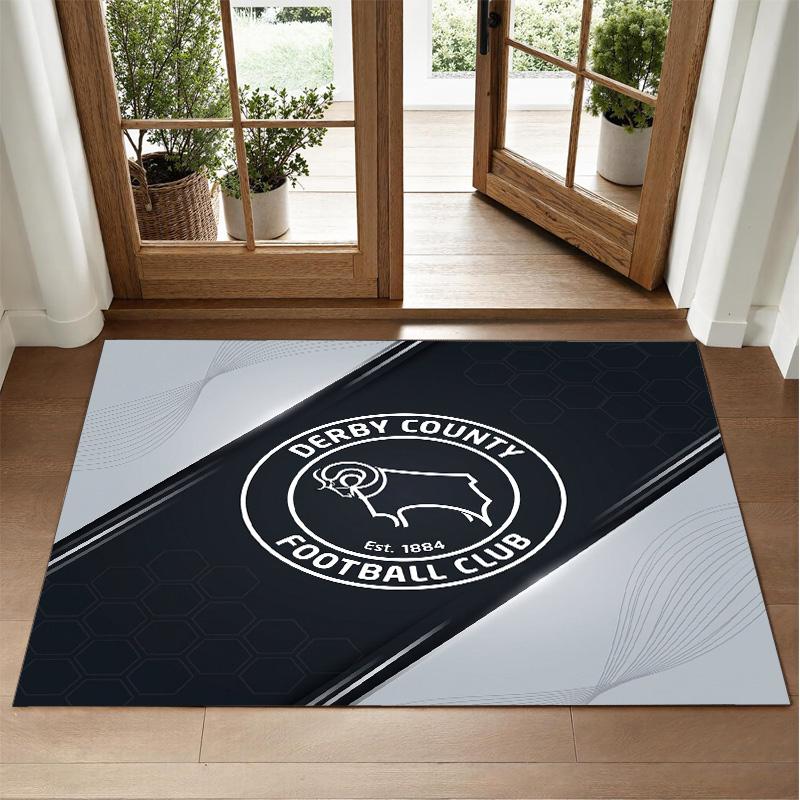 Derby County Design Crystal Velvet Rug Soft Decorative Mat for Bedroom Entrance