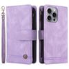For iPhone 16 Pro Max Case Zipper Pocket Hand Strap Leather Phone Cover