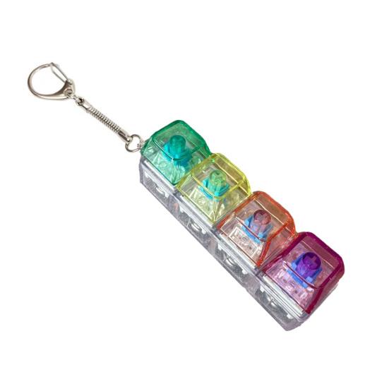 Yousheng Jucărie Fidget Tastatură cu 4 Taste cu Lumină Eliberare Stres Capac Transparent Tastatură Clicker deget Breloc Buton Decompresie Jucărie Senzorială