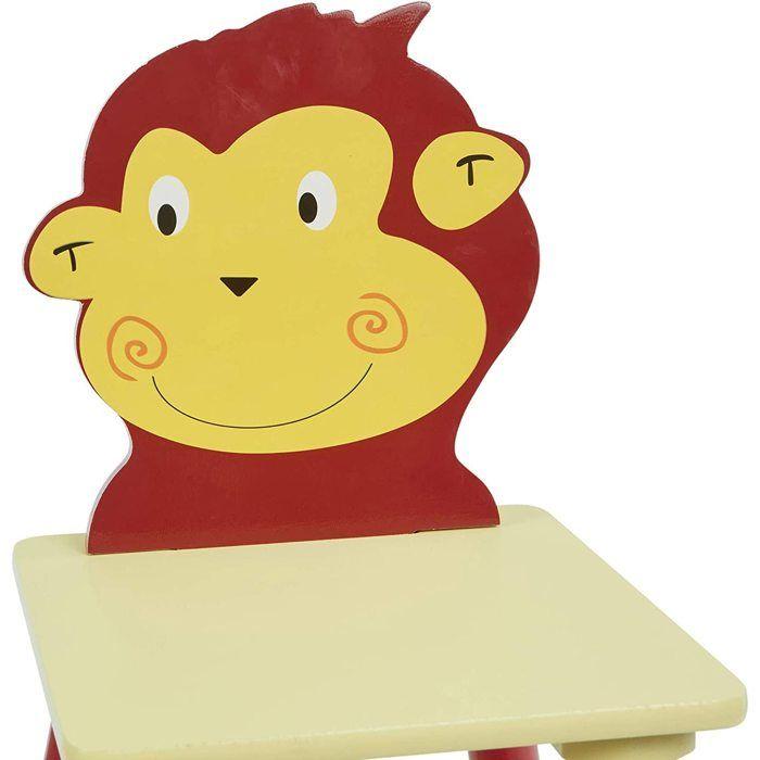 GINGER HOME Kindertisch + 2 Holzstühle – Thema TIERE – Spielen, Malen, Essen, Lernen – Für Kinderzimmer oder Kindergarten