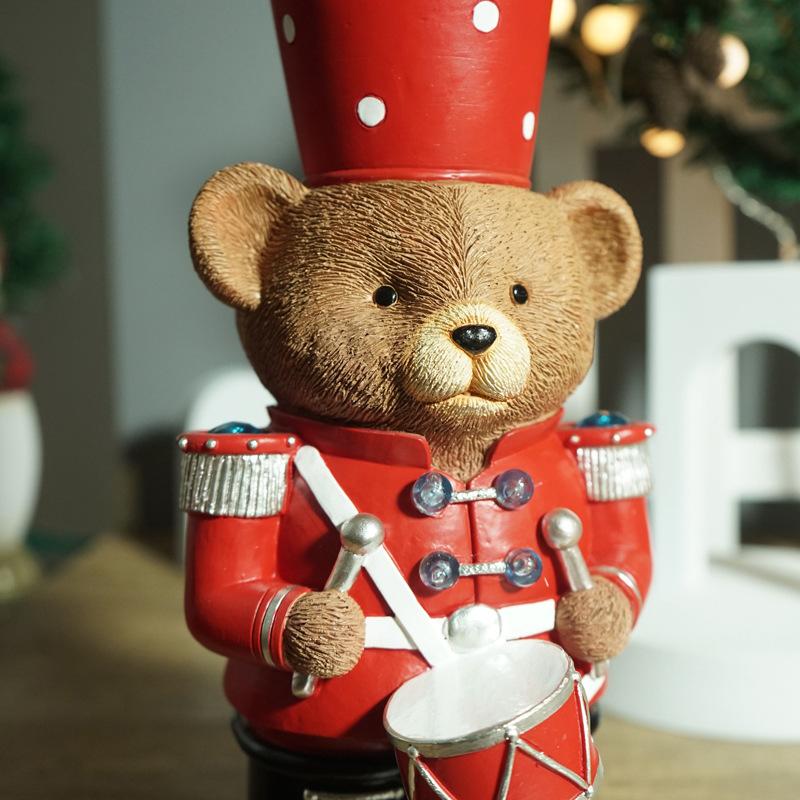 Braunbär Schlagzeuger Europäische Kunstharzhandwerkskunst TV-Schrank Wohnzimmer Dekoration Ornamente Nachtlichter Mode Feiertag Geburtstagsgeschenk