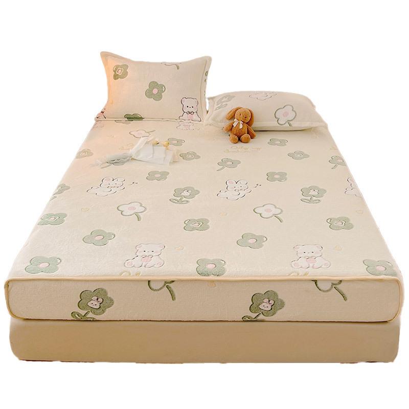 Milk fleece mattress winter thickened Simmons bedspread protective cover fleece non-slip