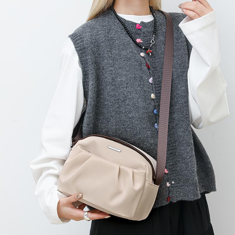 Solid Color Nylon Bag Women's Large Capacity Shoulder Crossbody Bag