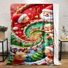Santa and Reindeer Christmas Spiral Design Patterned Flannel Blanket Perfect for the Bedroom Living Room, Sofa, or a Little Nap
