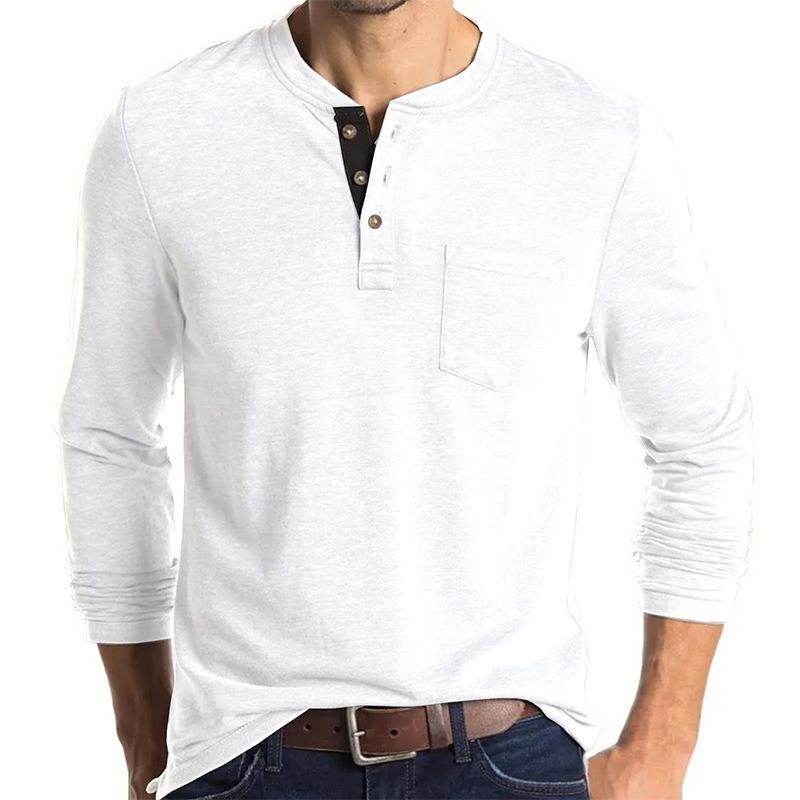 Spring Autumn Round Neck Vintage Bottomed Tee Male Long Sleeve Casual Fashion Top Men Cotton All-match T-shirt