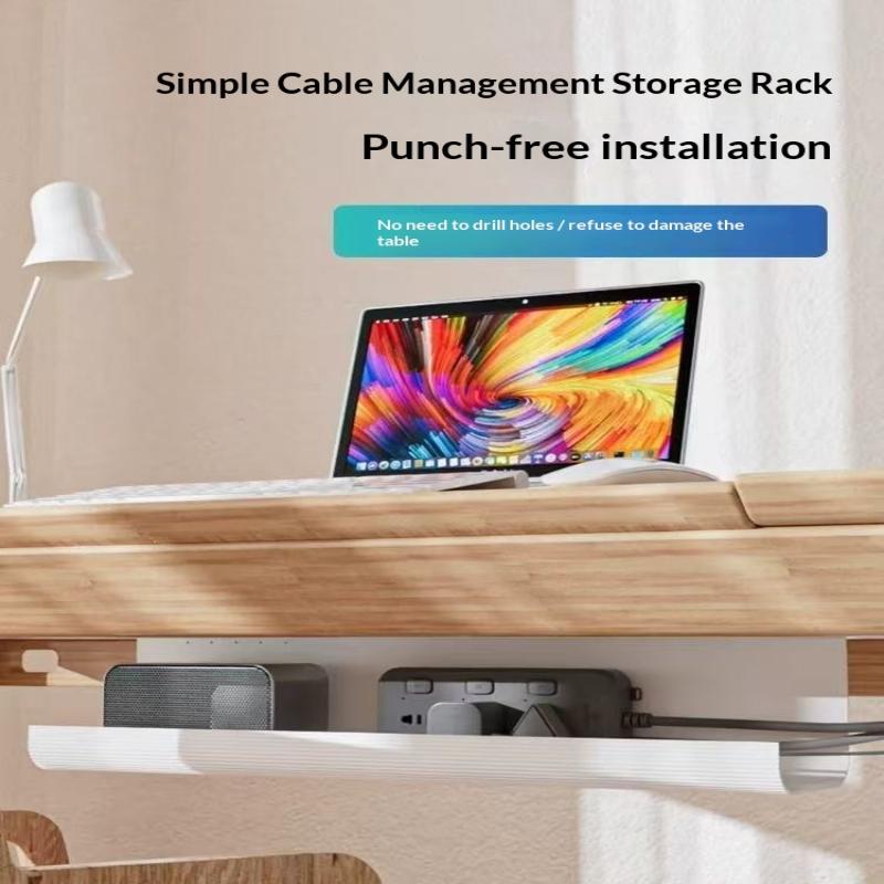 1Pc 40Cm/15.75Inch Pvc Under Table Cable Organizer Punch-Free Office Wire Organizer Holder Easy Installation Wall-Mounted