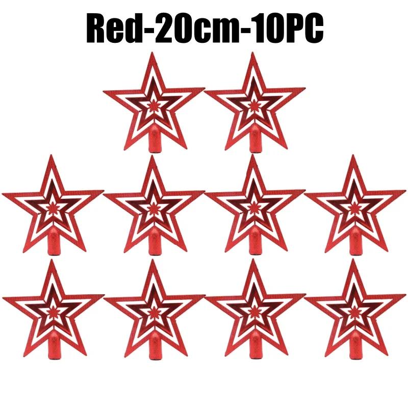 Christmas Tree Topper Star Shiny Glitter Ornament for Xmas Tree Decorations Hanging Pendant Home Holiday Party Supplies