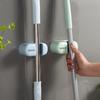 Wall Mount Holder Strong Adhesive Mop Holder Wall Mount No Drill Bathroom Storage Rack Heavy Duty Hook For Cleaning Tools