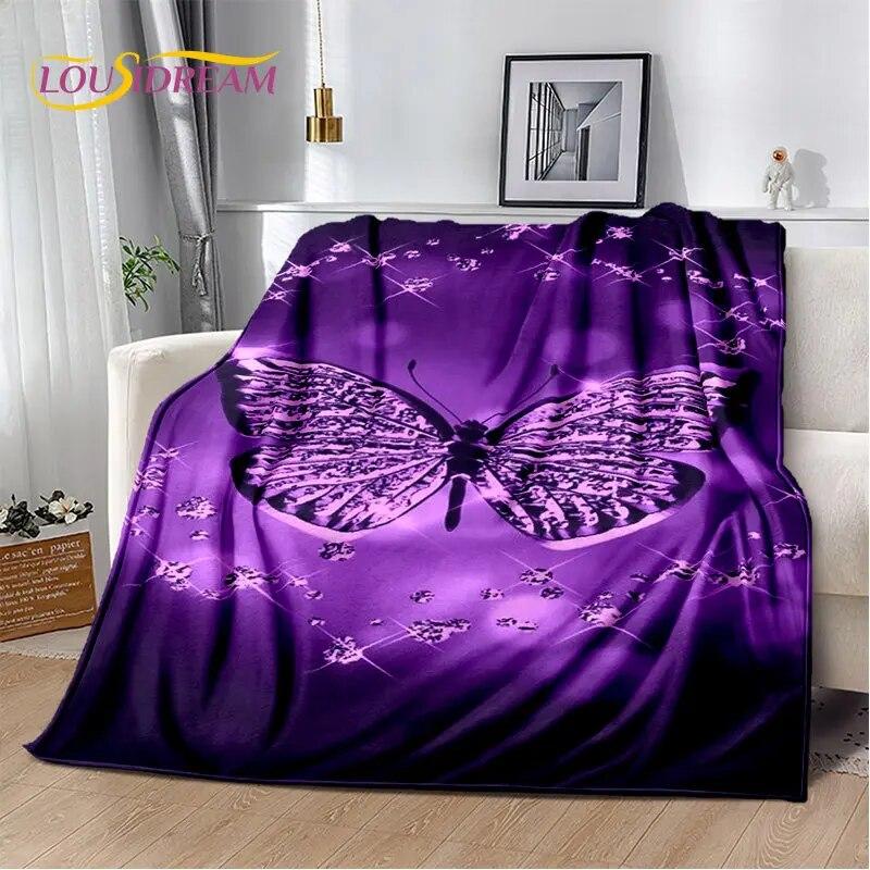 3D Cartoon Dream Butterfly Flower Soft Plush Blanket,Flannel Blanket Throw Blanket for Living Room Bedroom Bed Sofa Picnic Cover