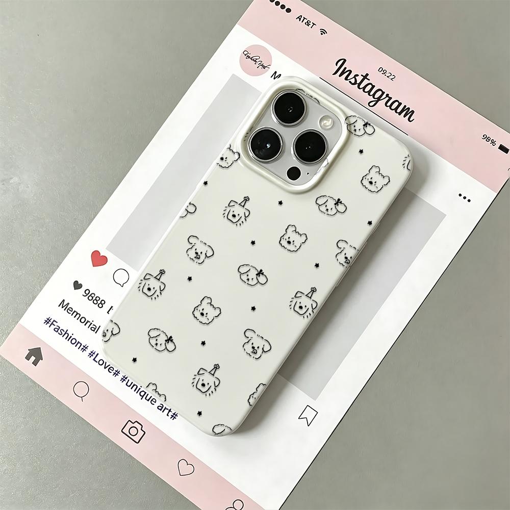Minimalist Plain Draw A Puppy'S Head Simple Strokes Silicone Case For Iphone 12 15 Plus 11 13 17 14 16 Pro Max Simple Back Cover