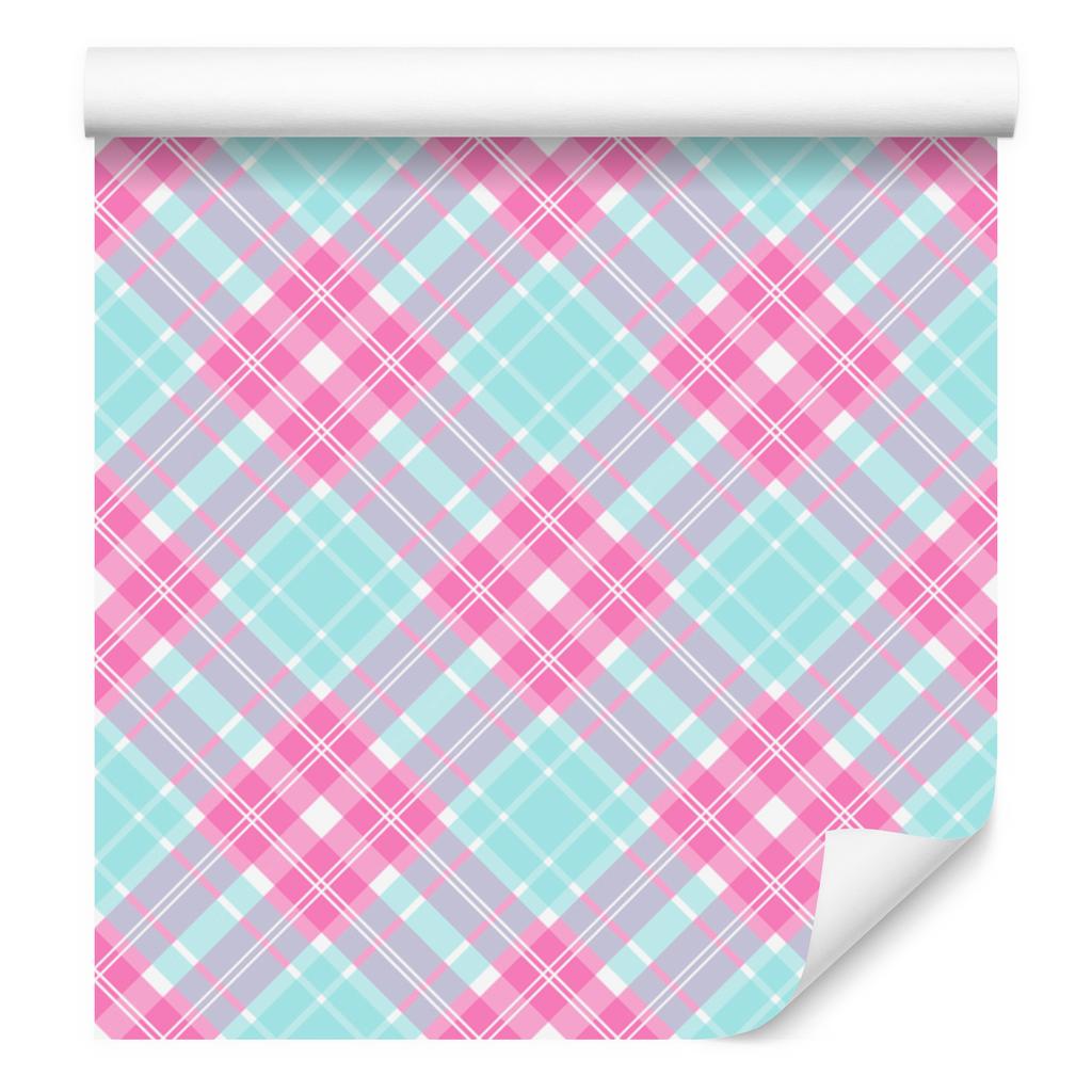 Pink and blue checkered powder pink wallpaper for living room and bedroom 50x1000
