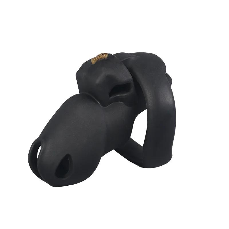 Esclusivo nuovo modello Gabbia per la castità in silicone Blocco per pene maschile Con 5 anelli per pene Giocattoli sessuali Per uomini Sissy Femboy Stretcher Gay Er