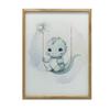 Dinosaur On a Swing Dinosaur On a Swing, 30X40 Cm, Light Oak Wooden Frame, Matte Paper 230 Gsm