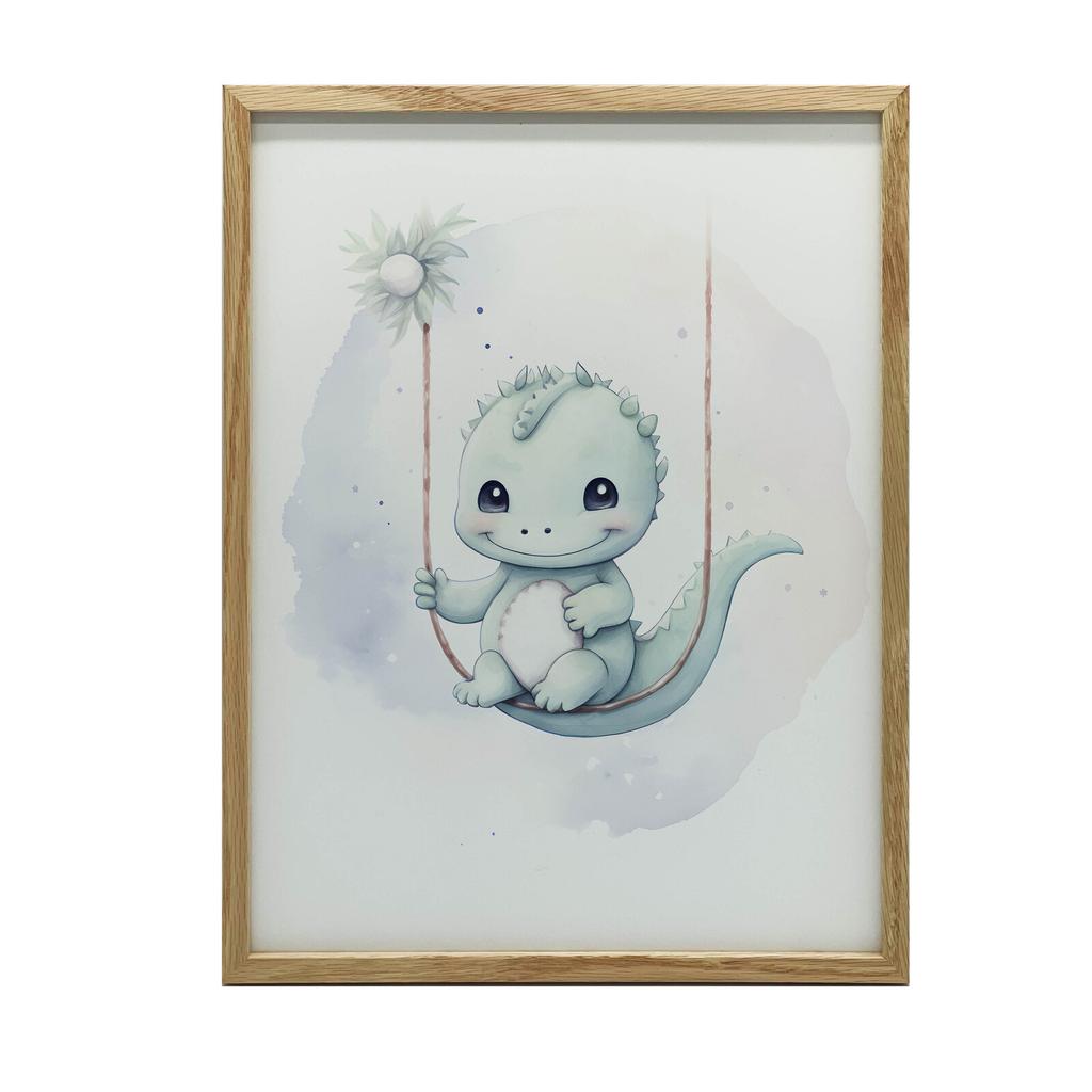 Dinazaur Na Huśtawce Dinazaur Na Huśtawce, 50X70 Cm, Rama Aluminiowa Czarna, Papier Matowy 230 Gsm