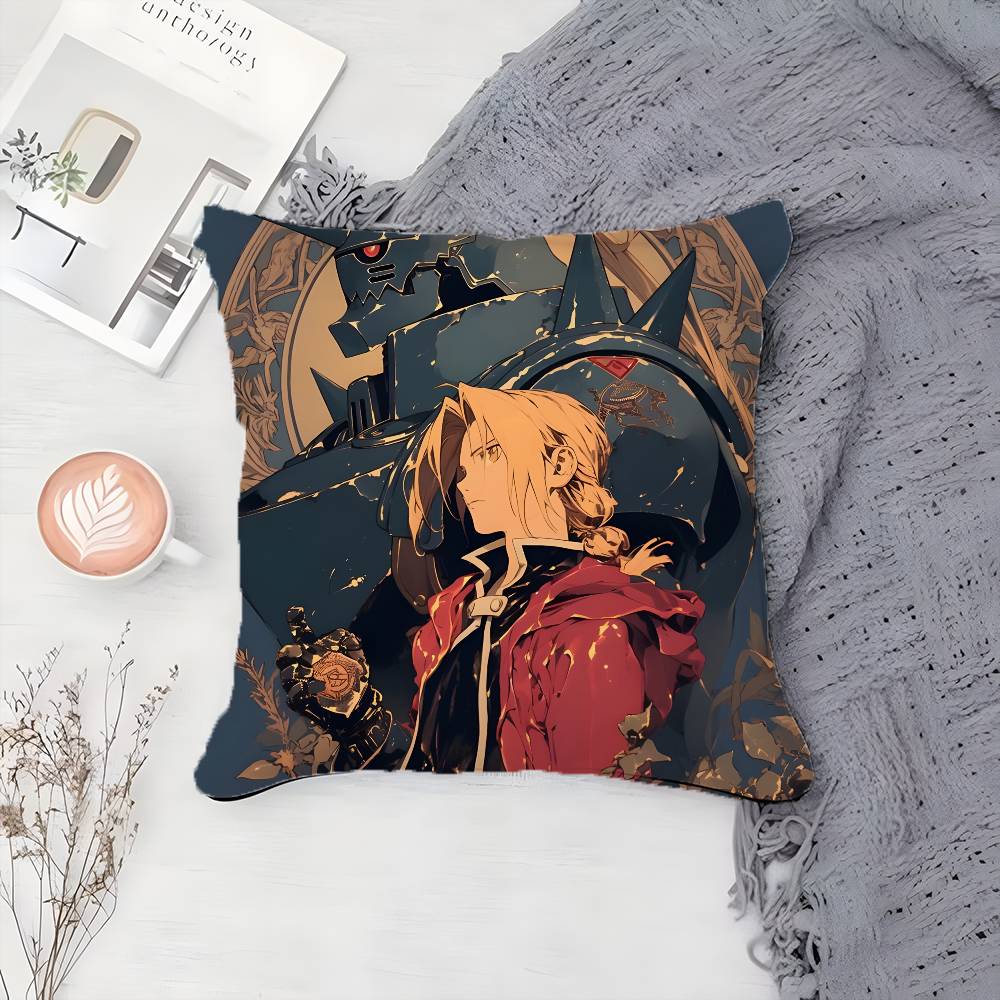 Anime F-Fullmetal Alchemist-MT Pillow Case Printing Pillowcase Living Room Sofa Cushion Cover Bedroom Room Decor