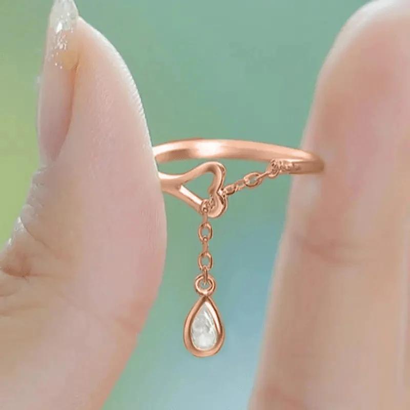 Caoshi Fashion Tassel Design Opening Rings For Women Bright Zirconia Jewelry For Party Chic Adjustable Finger Accessories Gifts