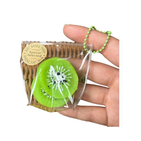 Simulated Fruit Squeeze Toy with Ball Chain Bag Slow Rising Orange Pineapple Banana Blue Berry Pinch Sensory Toy Anxiety Relief Fidget Toy