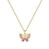 Empty Butterfly Full Diamond Light Luxury Temperament Gorgeous Full Diamond Necklace Female Versatile Collarbone Chain Titanium Steel Chain