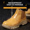 Waterproof Safety Shoes For Men New Leather Boots Work Shoes Puncture-Proof Indestructible Shoes Protective Steel Toe Boots Men