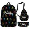 Cook 3D Digital Color Printing Backpack Set Oxford Cloth Waterproof And Wear-Resistant Three-Piece Backpack