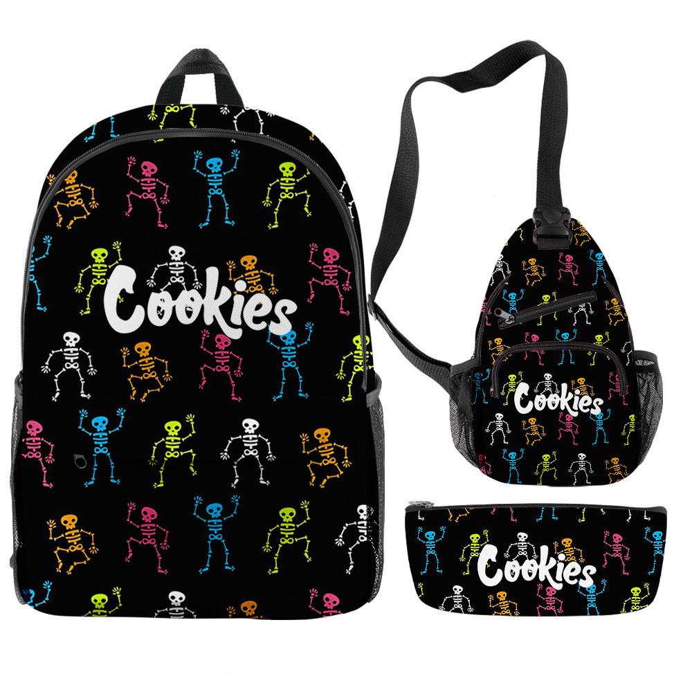 Cook 3D Digital Color Printing Backpack Set Oxford Cloth Waterproof And Wear-Resistant Three-Piece Backpack