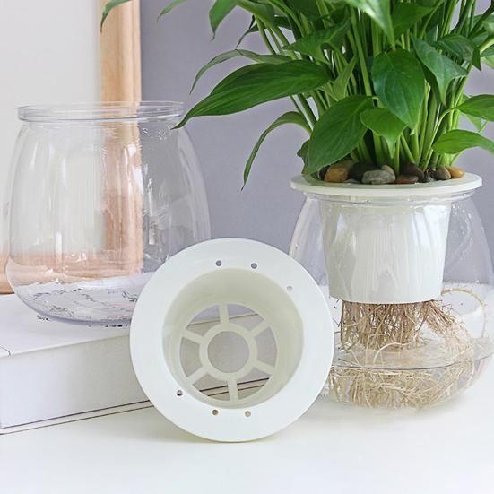 Self Watering Plant Pot Flower Pot with Transparent Reservoir Clear Self Watering Planter for Indoor Plants Flowers African Violets