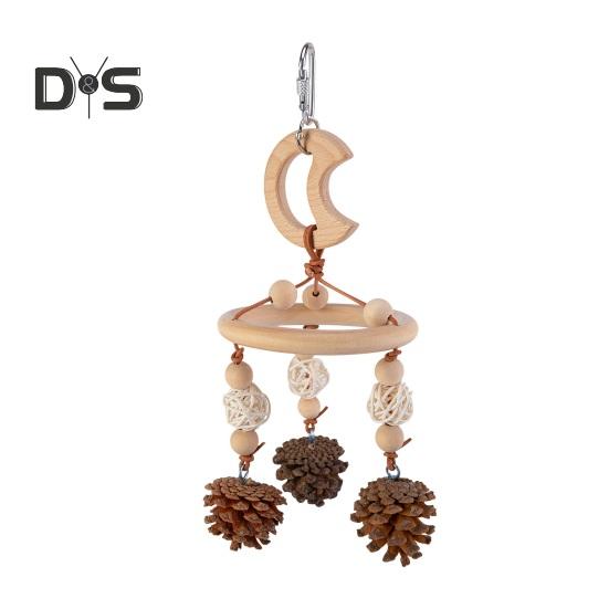 

Цветной подвесной попугай, игрушка для обучения покусыванию и жеванию, ручная работа, качели для птиц из натурального дерева, подвесная музыкальная подвеска для попугая D