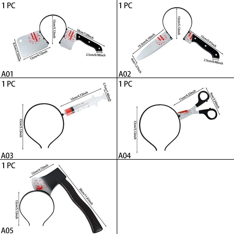 Halloween Decoration Fake Bloody Axe Saws Knife Headband Prank Prop Halloween Party Decor 2025 Masquerade Cosplay Accessories