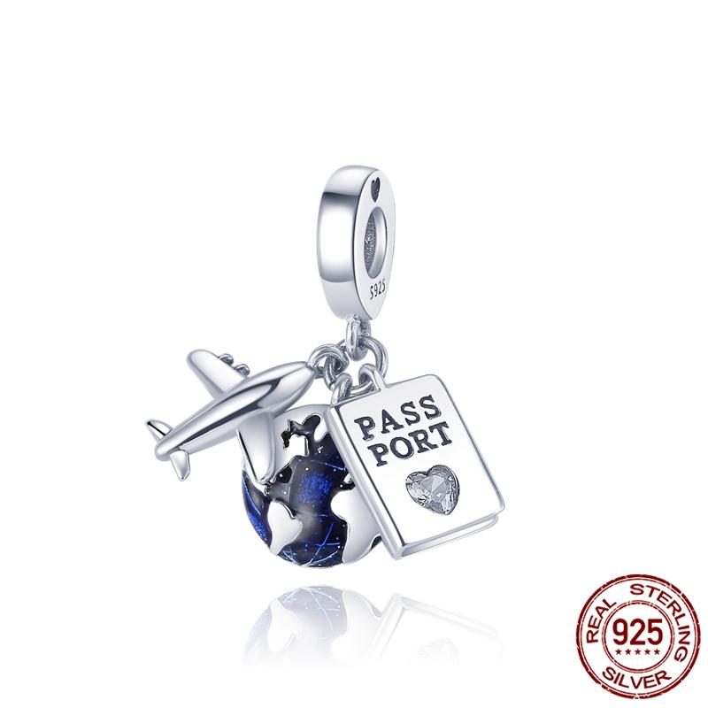 Luggage Airplane Passport Three-Piece Setcopper Charms Fitoriginal Bracelet Jewelry Making For Women Gift