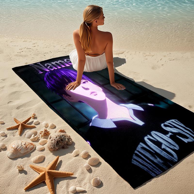 Custom Name Wego Shy Stylish Digital Printing Beach Towel Quick‑Drying Absorbent Blanket for Beach Pool Gym Travel