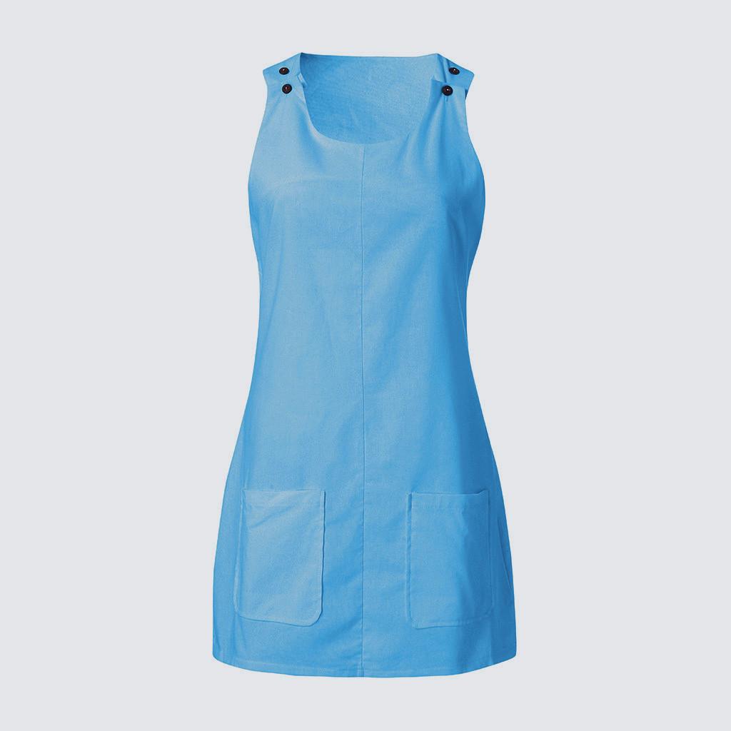 Gât Rochii Femei Zilnic Casual Button Rochii Unii Bumbac