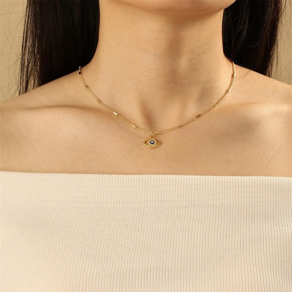 Vintage Devil's Eye Necklace Copper Gold Plated Eyeball Neck Chain Demon Eye Necklace Party Favors