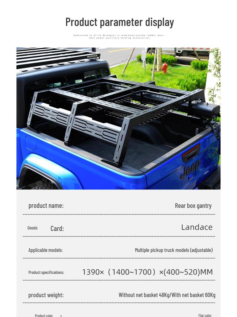 Crossbars Roll Bar Tailgate Luggage Rack for Raptor F150, Tundra, Ranger, Great Wall Cannon